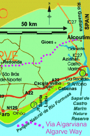 Map of Eastern Algarve
