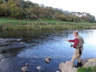 Pat commences a single spey cast