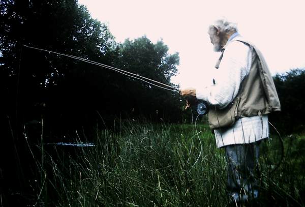 Bernard Venables fishing on the upper Avon