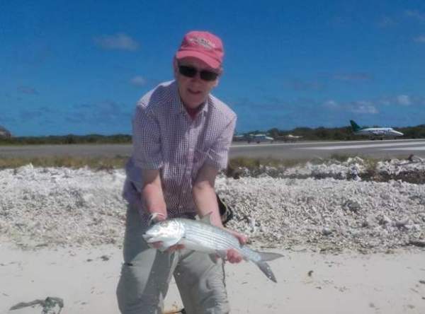 Pat O'Reilly with a Bonefish caught by the airport