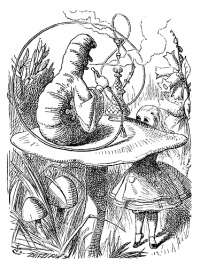 Oruga sobre hongo - de Alicia en el país de las maravillas, por John Tenniel