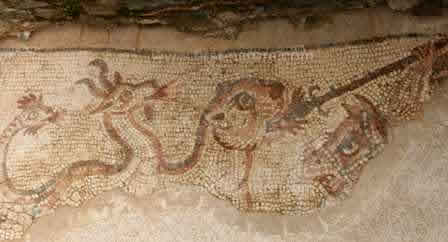 Roman mosaics seen in the castle at Mertola